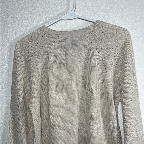 Tahari Cream Linen Blend Crew Neck Sweater Knit Casual Large - Picture 7 of 7